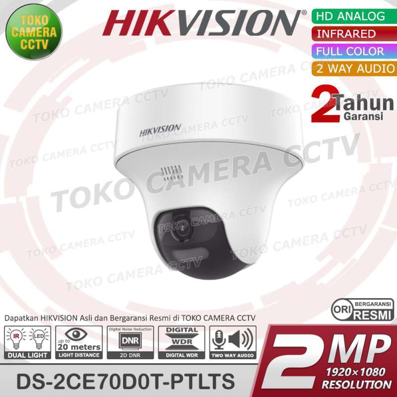 HIKVISION DS-2CE70D0T-PTLTS 2MP 2WAY AUDIO KAMERA CCTV ANALOG PAN TILT  INDOOR DUAL LIGHT