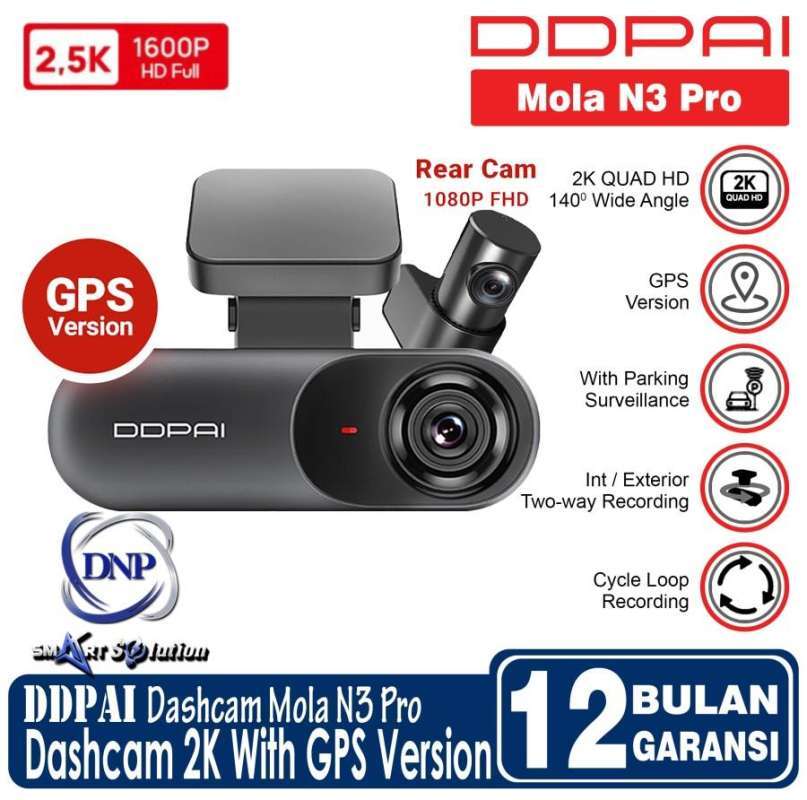 DDPAI Mola N3 Pro GPS DashCam 1600p 2K FOV 140° QHD Night Vision