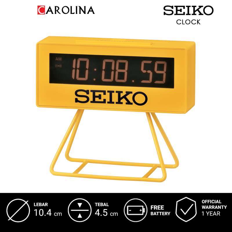 Jam Beker SEIKO Digital QHL062Y Mat Yellow Case Yellow Dial 10cm Alarm  Clock Desk
