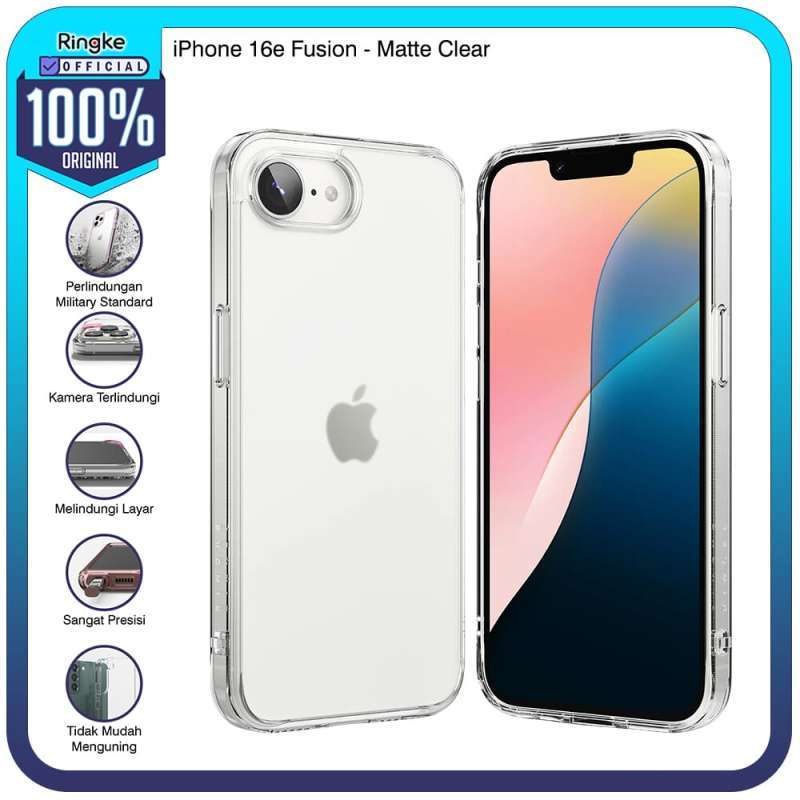 Ringke iPhone 16e Fusion Matte Clear Casing Anti Crack Softcase Slim Armor  Case Military Drop Hardcase Tahan Banting Pelindung Cover Protector Layar