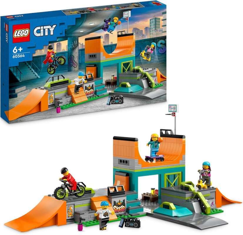 LEGO City 60364 Street Skatepark Set Building Kid Toy Motor Bike BMX  Scooter Skateboard Model Skate Park Road Plate Skater Minifigure Mainan Anak