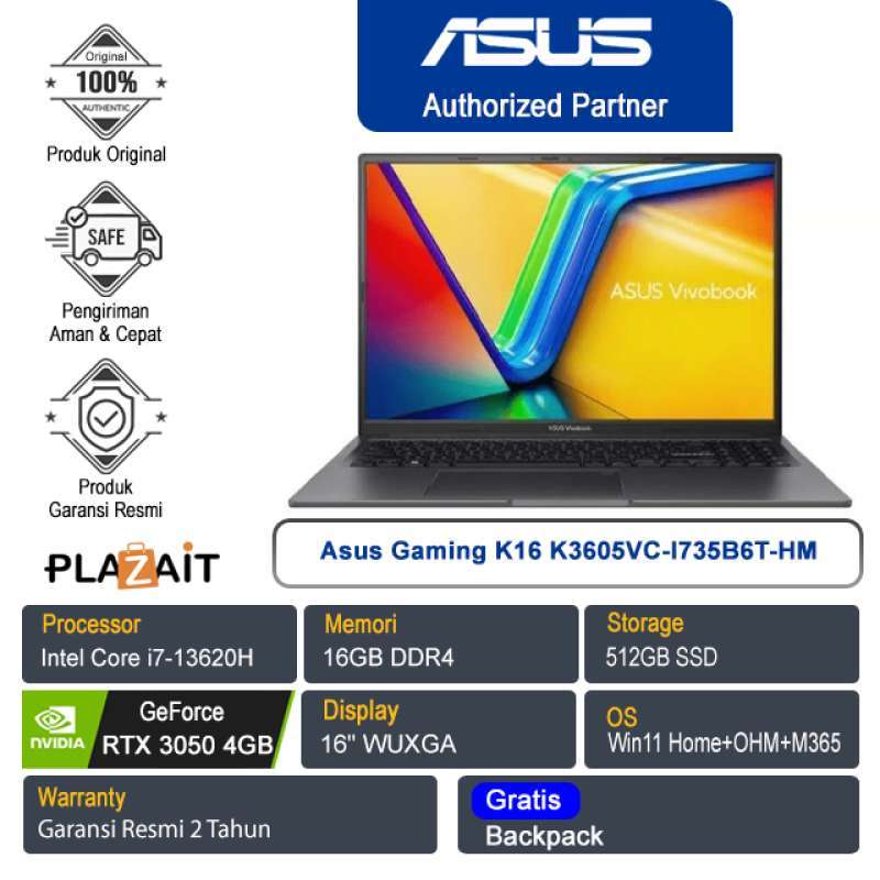 Jual Asus Gaming K16 K3605vc-i735b6t-hm /intel Core I7-13620h/16gb