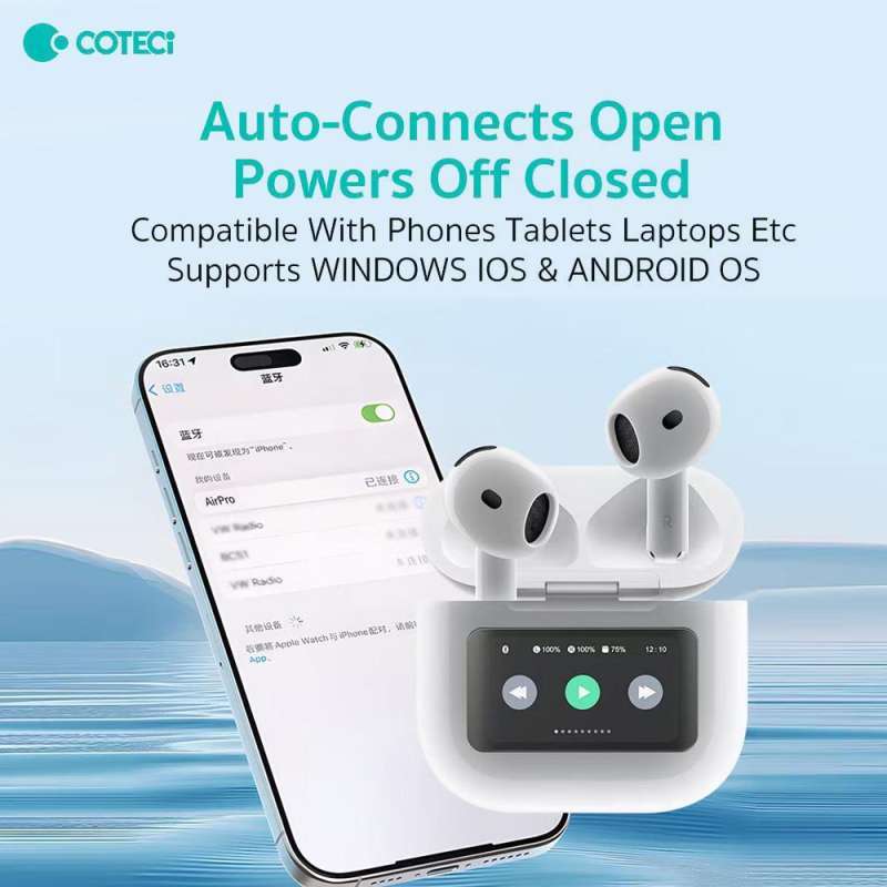 Jual Coteci Earphone Tws True Wireless Earphone With Lcd Touch