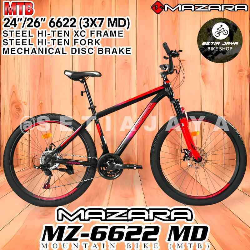 Jual Sepeda Gunung Mtb 26 Inch Mazara 6622 Db Frame Steel, 3x7