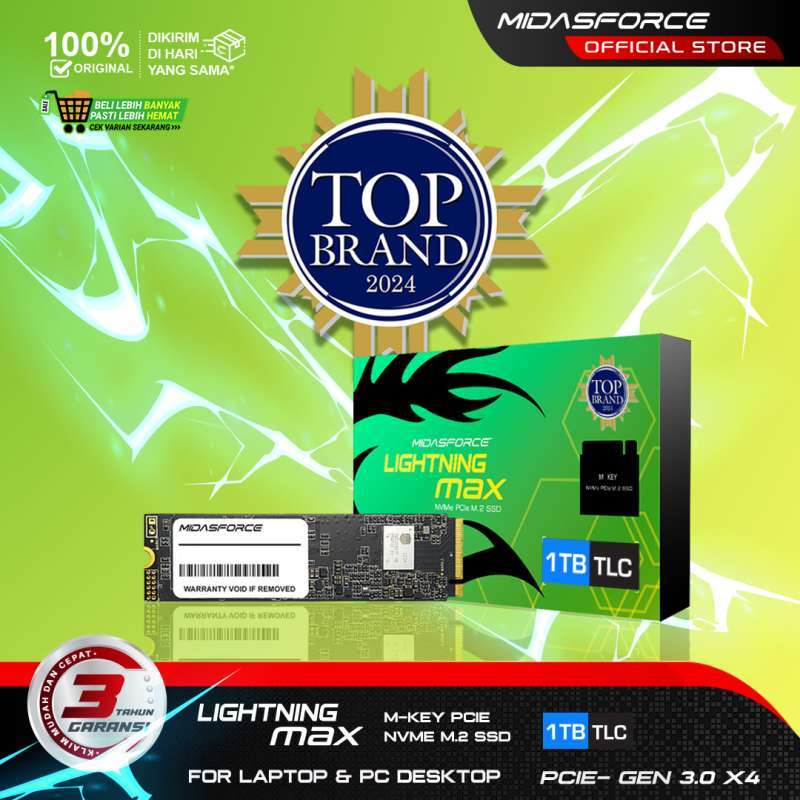 Jual Ssd M2 Nvme Midasforce 1tb 2280 Lightning Max Garansi Tahun
