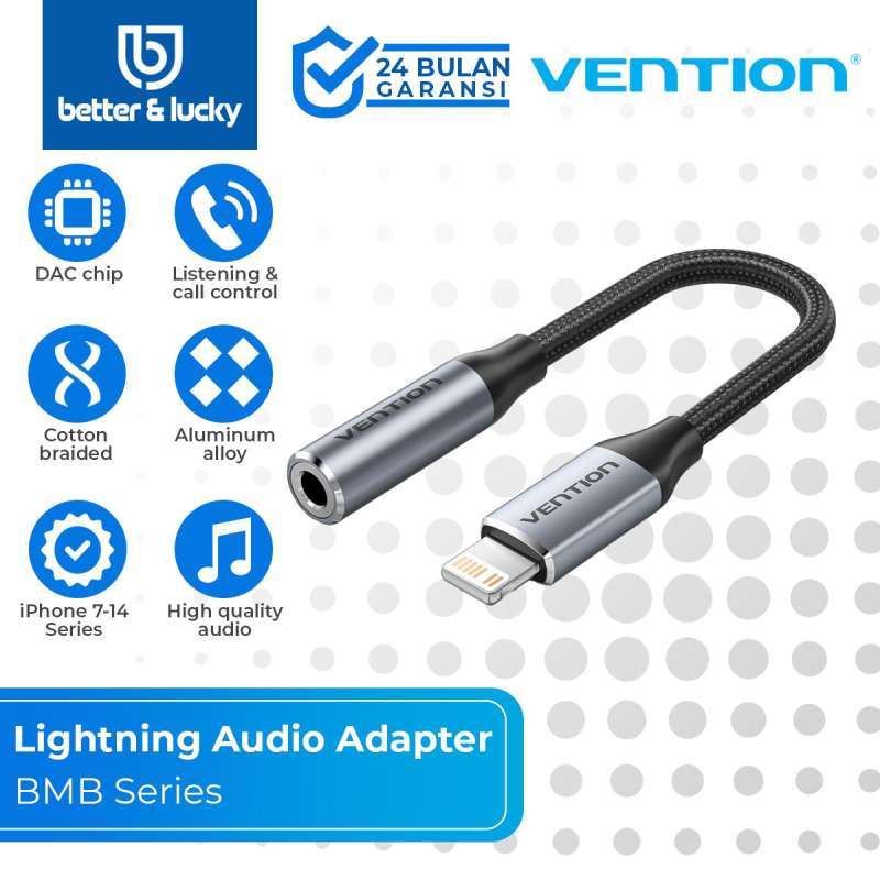 VENTION BMB iPhone Audio Adapter Male Lightning to Female Braided 10cm