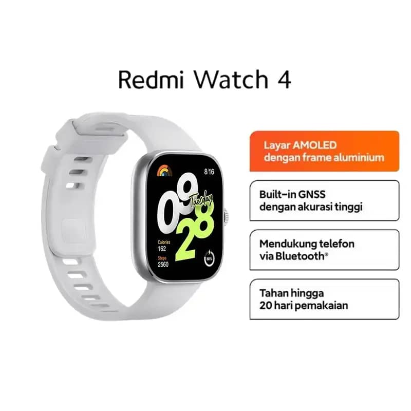 Jam Tangan Unisex Xiaomi Redmi Watch 8100002117 Smartwatch Digital Dial  Silver Gray Rubber Strap