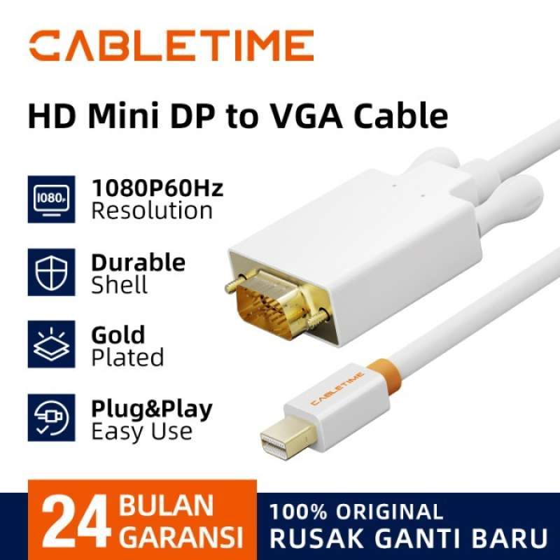 CABLETIME Kabel Mini DisplayPort to DVI-D VGA Monitor Display Cable