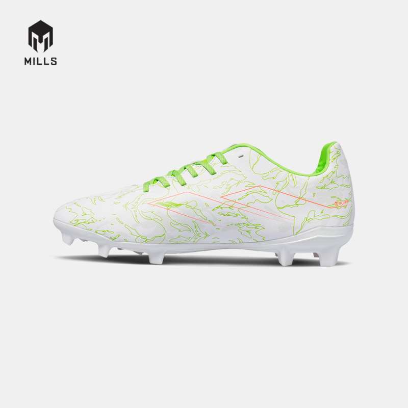MILLS Sepatu Sepakbola Flame FG White Lime Green 9304808