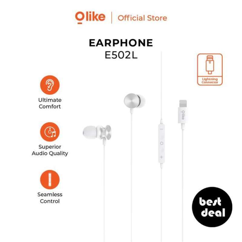 OLIKE E502L WIRED LIGHTNING EARPHONE EARPODS IPAD EARBUDS HF