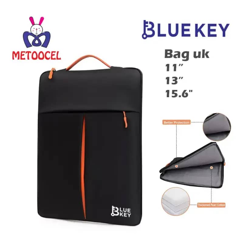 Bluekey BK-02 Tas Laptop Sleeve Case dengan Slot Tambahan dan Pegangan Tali, Ukuran 11/13/15 Inch. Ideal untuk Proteksi Maksimal dan Kemudahan Bawa Aksesoris