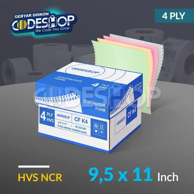 Jual Codeshop Kertas Continuous Form Ncr 9.5x11 Inch 4 Rangkap Slip ...