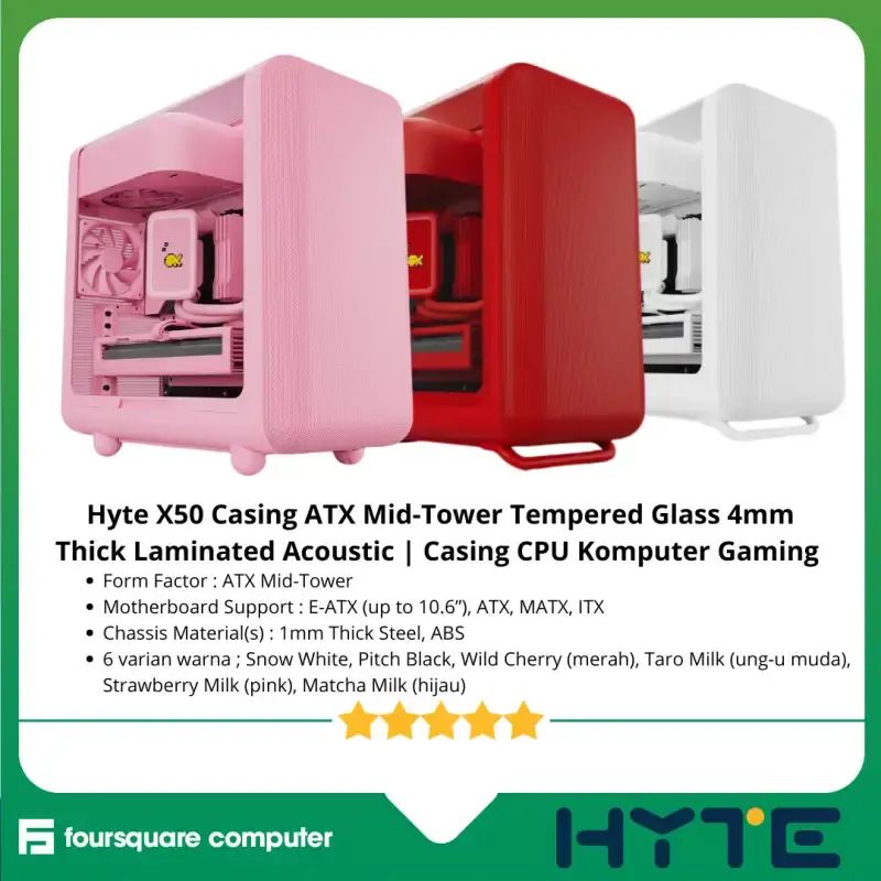 Jual Hyte X50 Casing Atx Mid-tower Tempered Glass 4mm Thick Laminated ...
