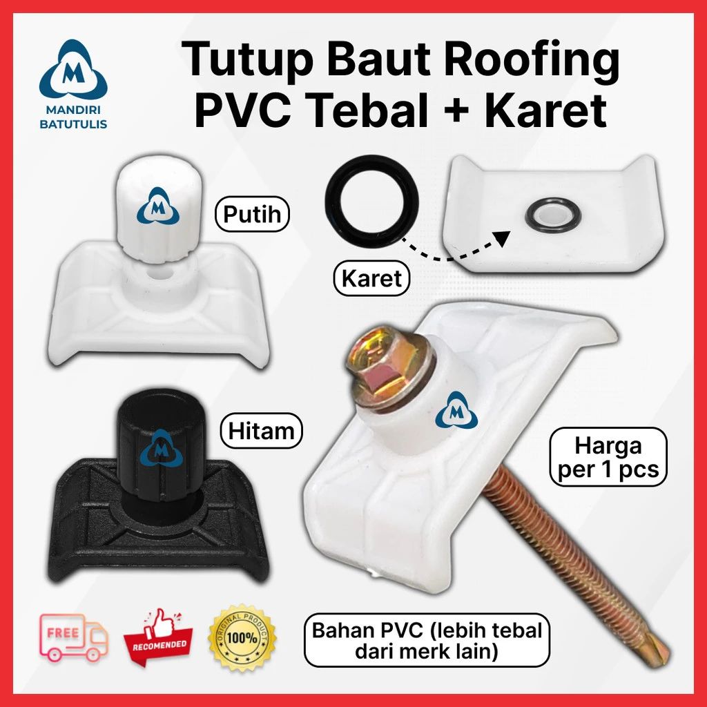 Jual Tutup Baut Roofing Pvc Tebal + Karet Seal Anti Bocor Penahan ...