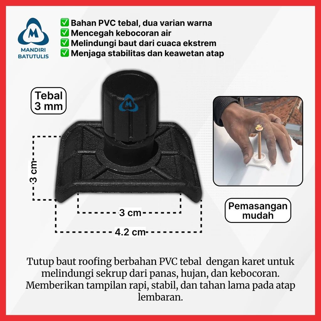 Jual Tutup Baut Roofing Pvc Tebal + Karet Seal Anti Bocor Penahan ...