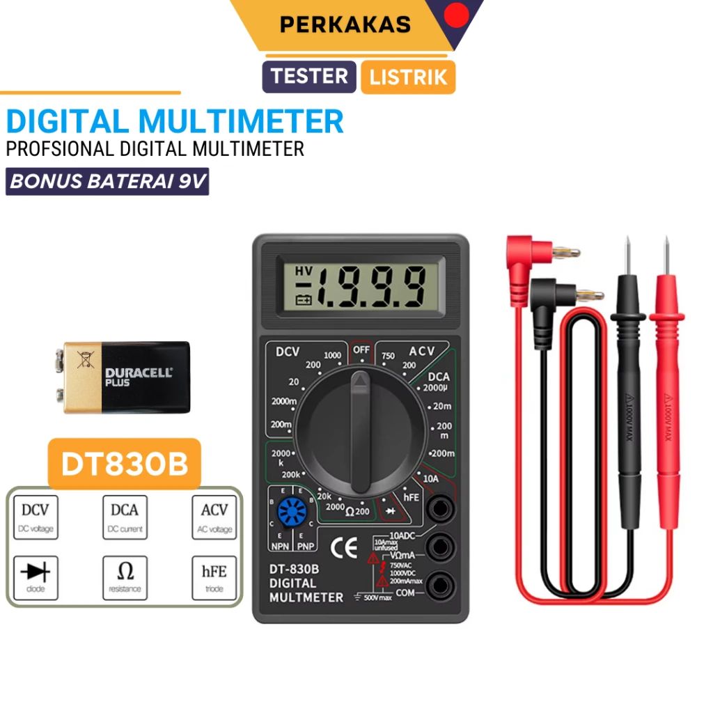 Dt830 R2 Multimeter Jual Multimeter Digital Dt830 Alat Pengukur Arus Tegangan Listrik ...
