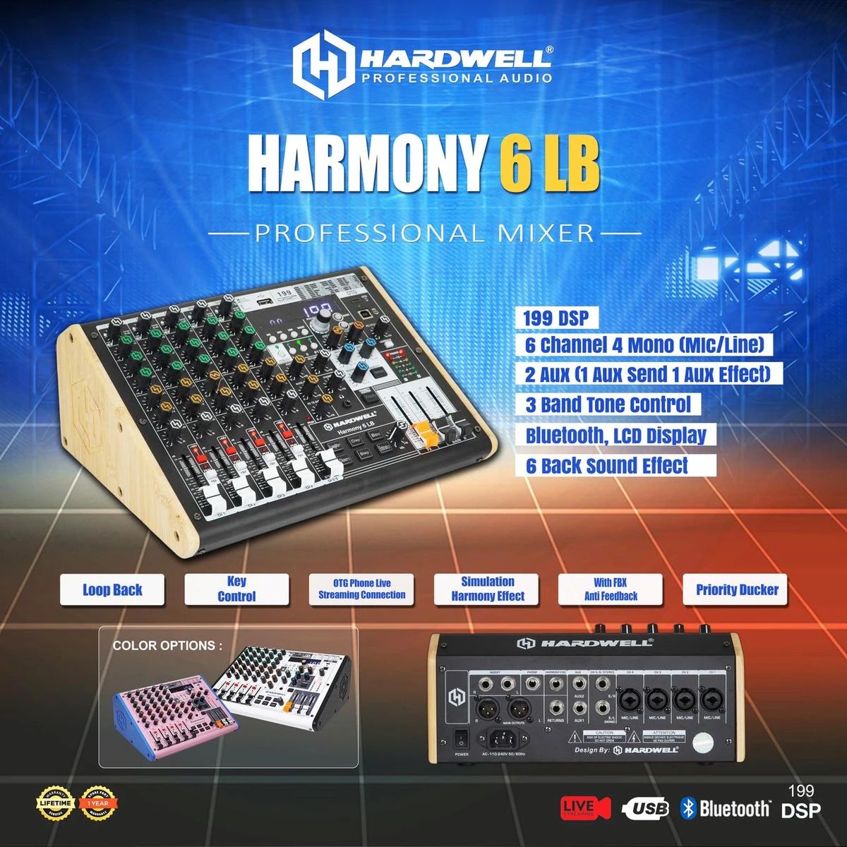 Jual Hardwell Mixer Audio Harmony 6 Lb Original Bluetooth Mp3 199 Dsp ...