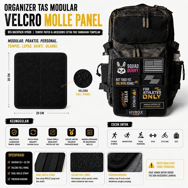 Jual Organizer Tas Modular Velcro Molle Panel Bfa Backpack Hyrox Tempat ...