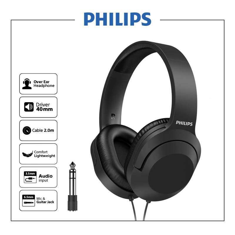 Promo Philips TAH2005 Black Over-Ear Wired Headphone / TAH 2005 ...