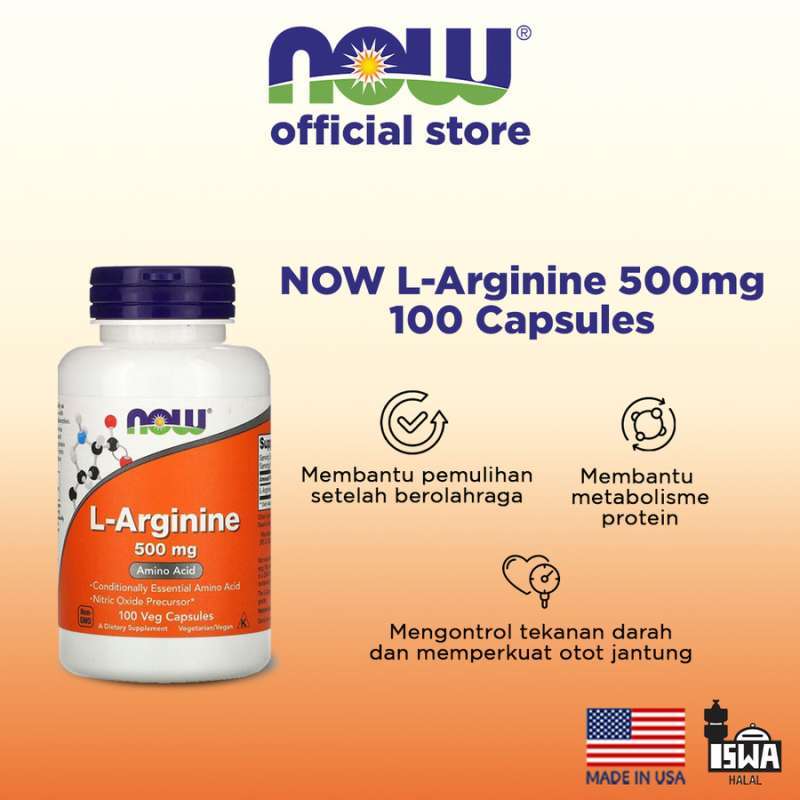 Promo NOW LArginine 500mg Amino Acid 100 Veg Capsules Diskon 5 di