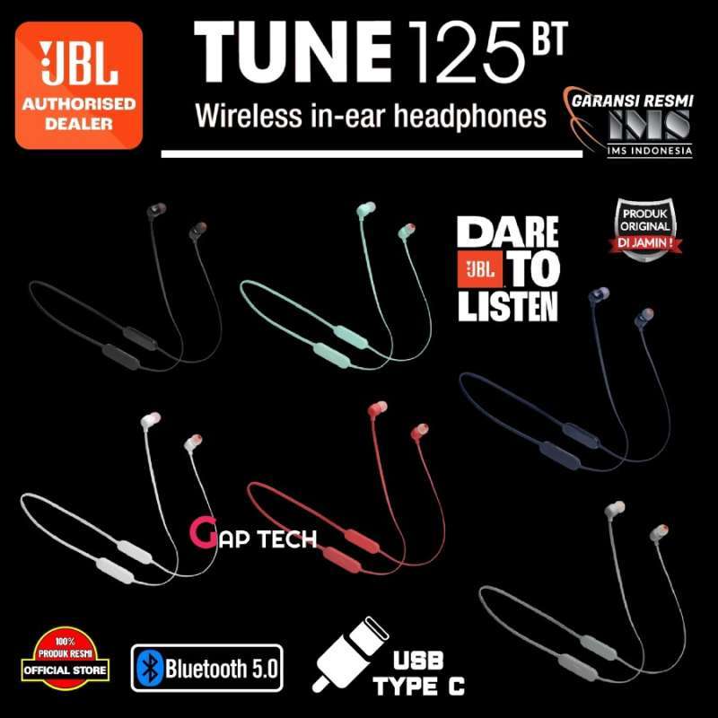 Jual JBL Tune 125BT / T125BT / T 125 BT / Bluetooth InEar Headphones Original Blue di Seller
