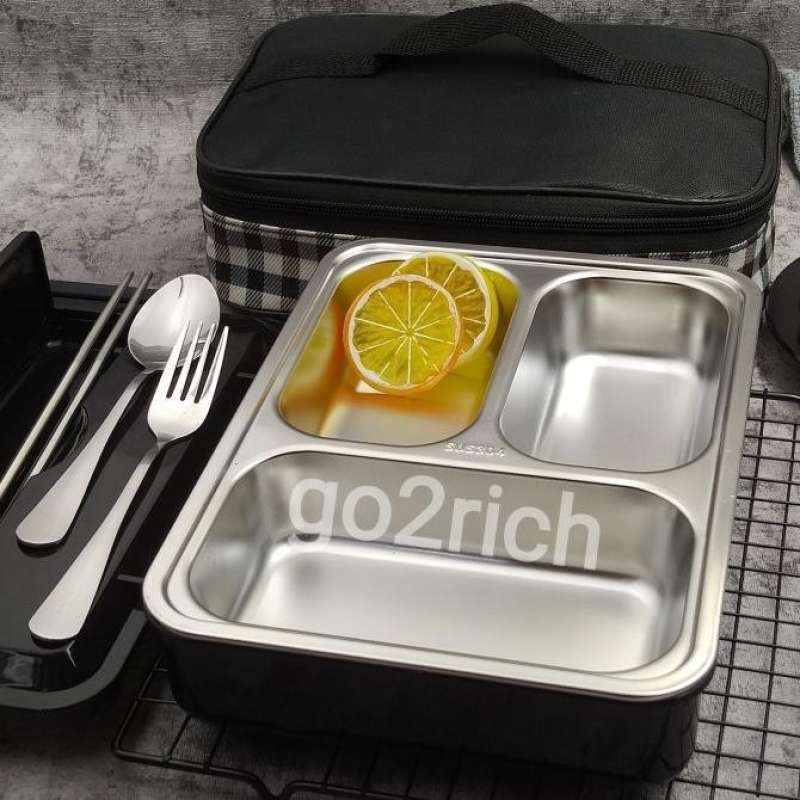 Promo Tempat Makan Set Lunch Box Set Stainless Steel 304 Tas Mewah