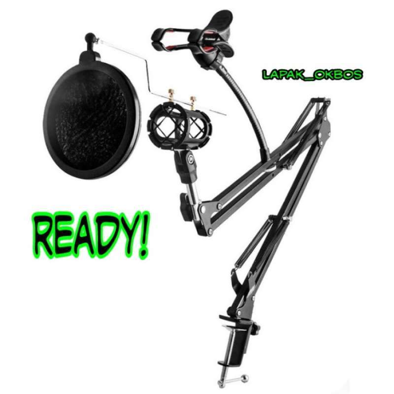 Promo Holder Microphone Lengkap Dengan Tiang Mic Holder HP Dan Filter