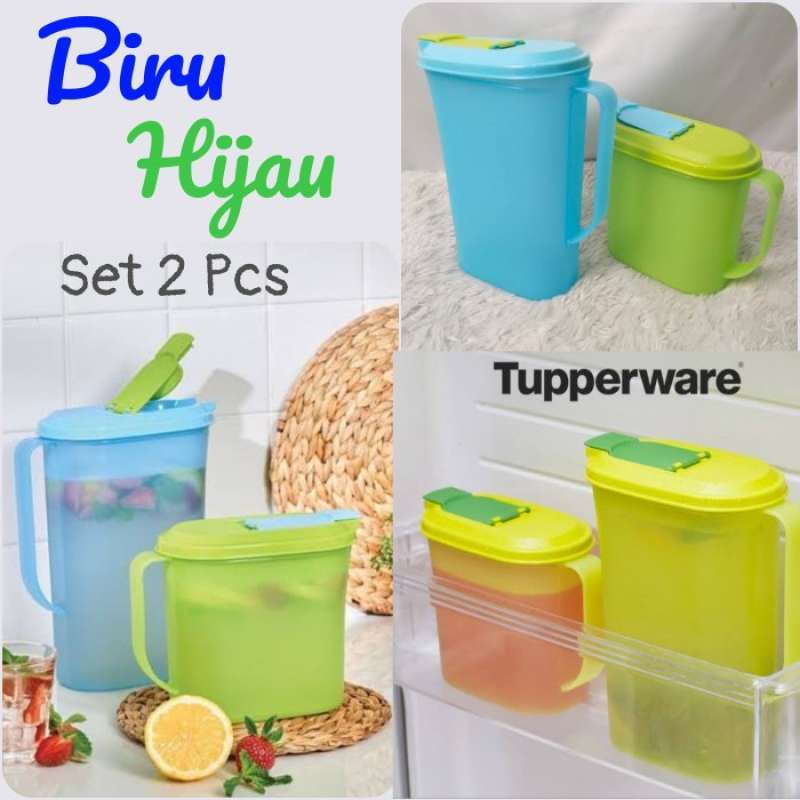 Promo Tupperware Original Pitcher Teko Infused Water Jug Set Biru
