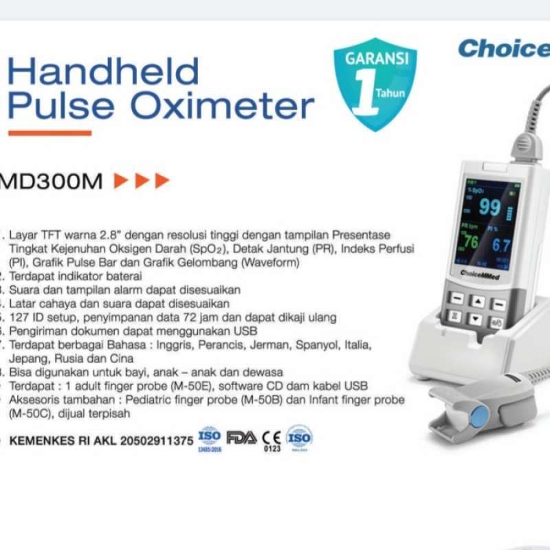 Jual Choicemmed Pulse Oximeter Md300M Oxymeter Handheld di Seller