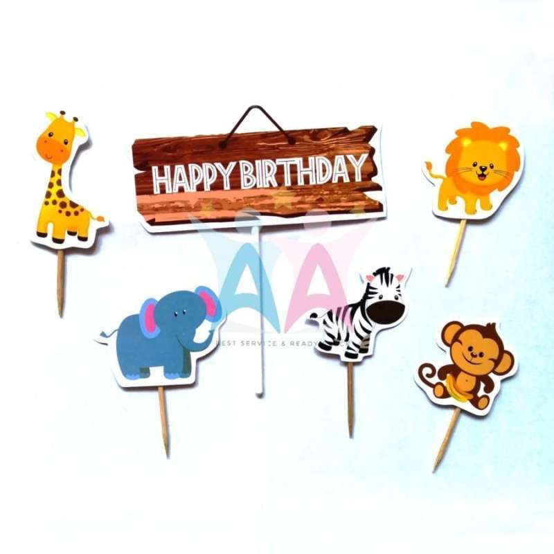 36 Pezzi Animale Torta Toppers Cupcake Topper,Decorazioni Torte,Giungla Torta To