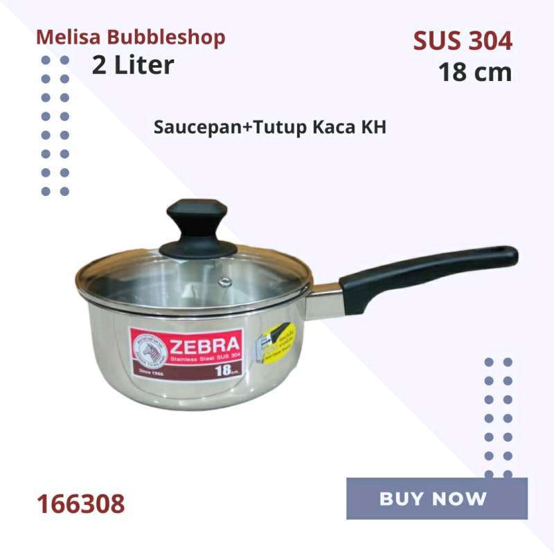 Jual Zebra Saucepan+Tutup Kaca KH 18cm Panci Susu Mie Rebus Mpasi Sus