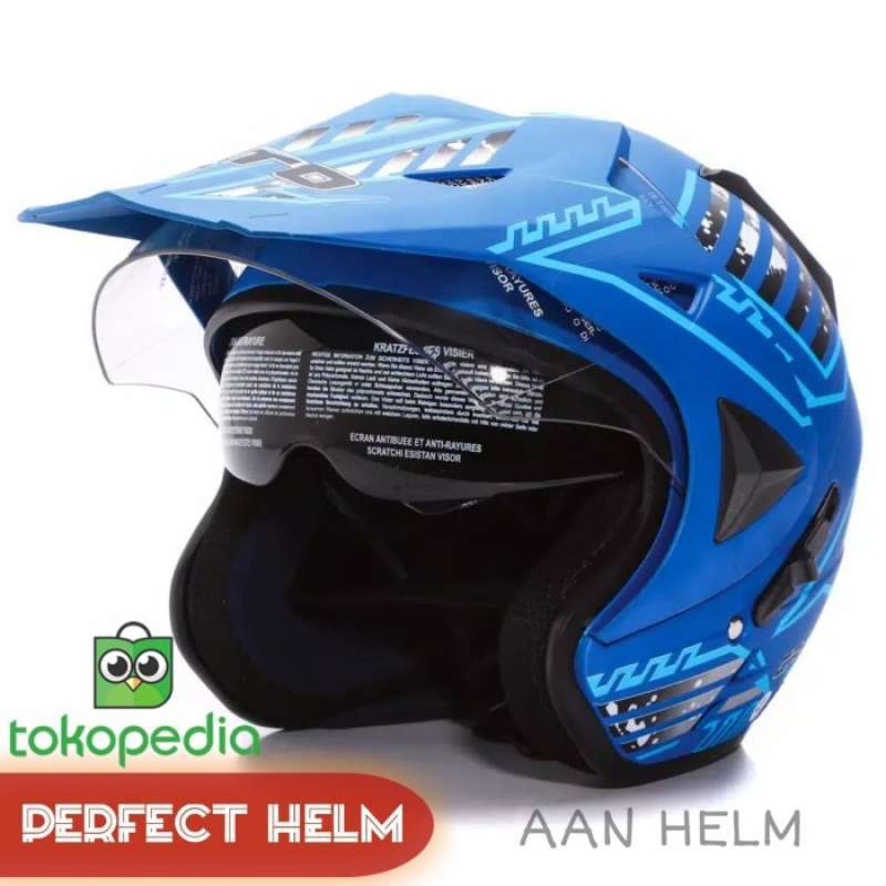 Promo Helm Pria Half Face Dewasa Helmet Cowok Motor Cross Peria Keren