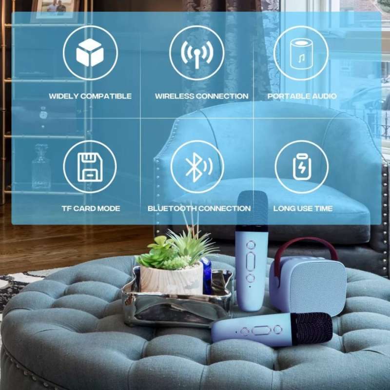 Jual Karaoke Wireless Microphone Portable Bluetooth Speaker With 3d ...