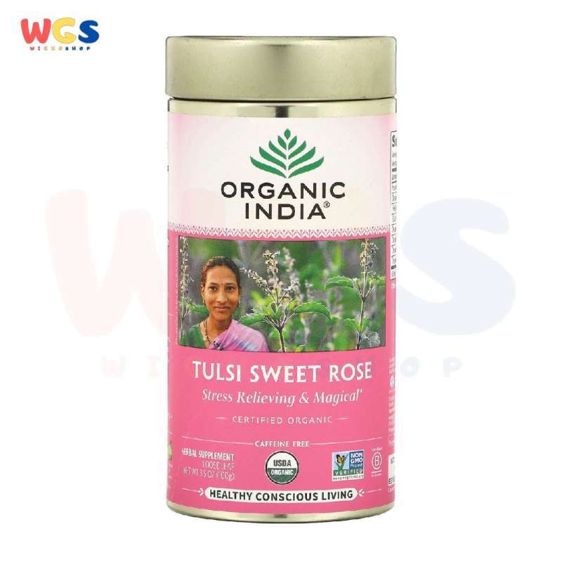 Jual Organic India Tulsi Sweet Rose Tea Caffeine-Free 3.5oz 100g di