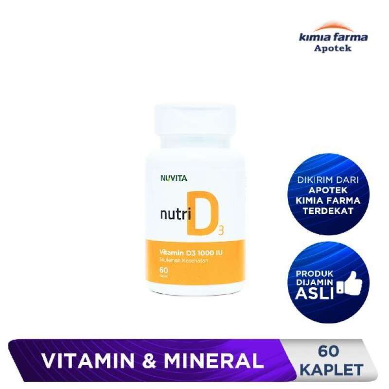 Jual NUVITA NUTRI D3 1000 IU 60 KAPLET / VITAMIN D3 / KIMIA FARMA di
