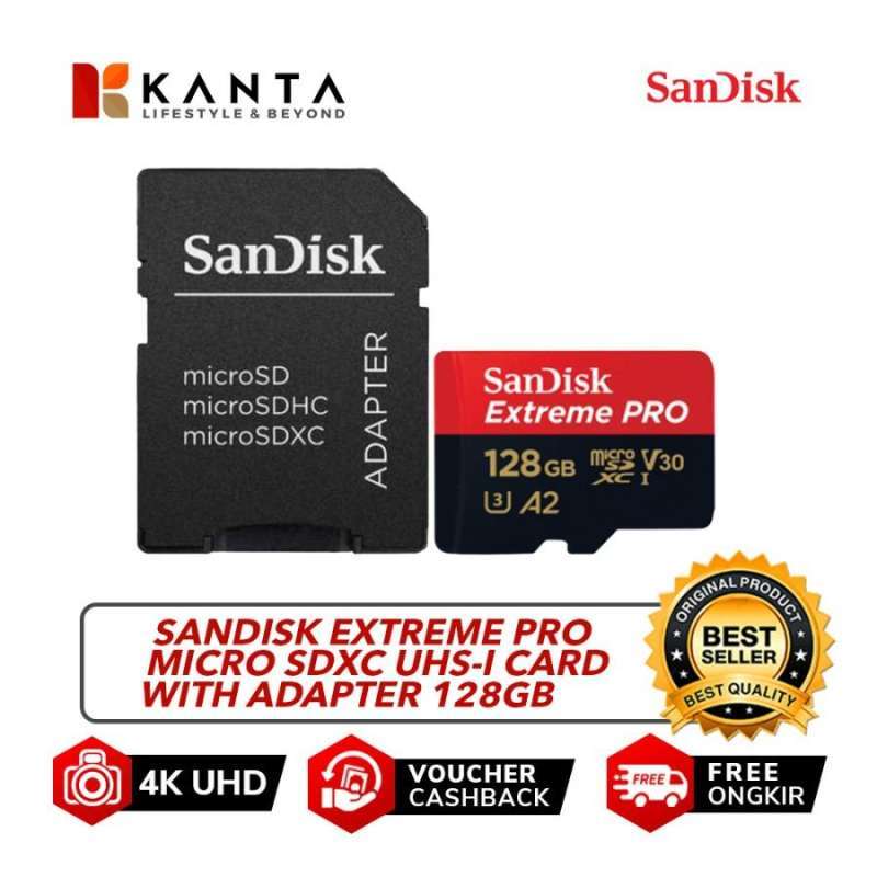 Jual Sandisk Extreme Pro Micro SD 128GB Plus Adaptor di Seller kanta Dauh Puri, Kota Denpasar