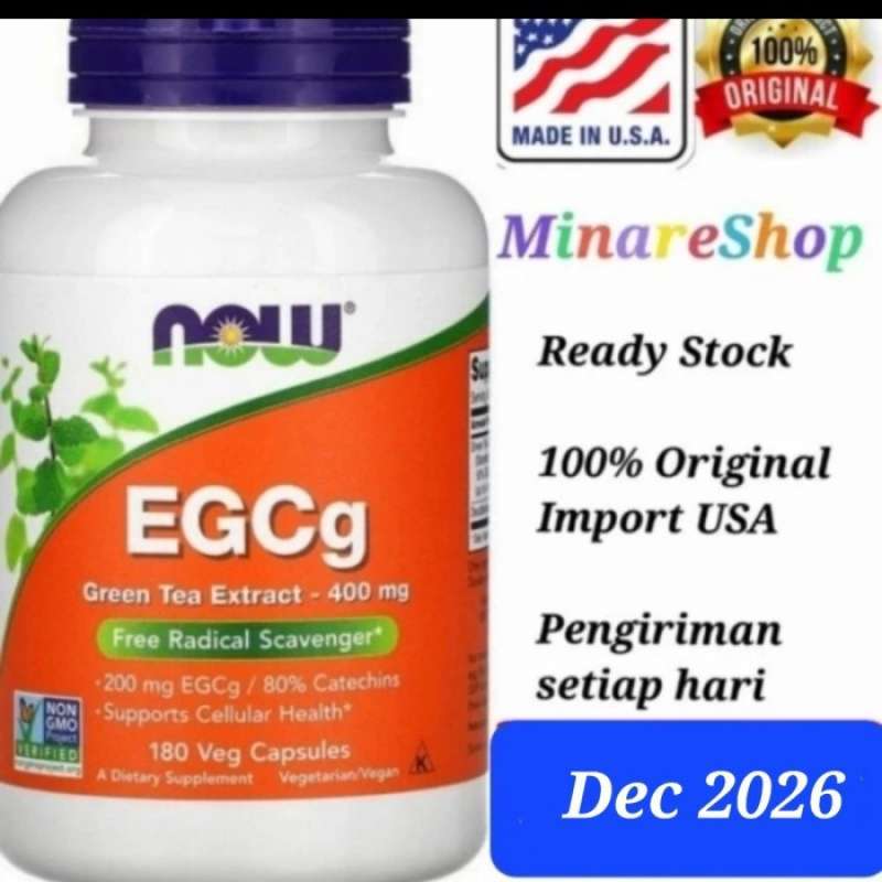 Promo Now Foods Food Egcg, Green Tea Extract, 400 Mg, 180 Veg Capsules