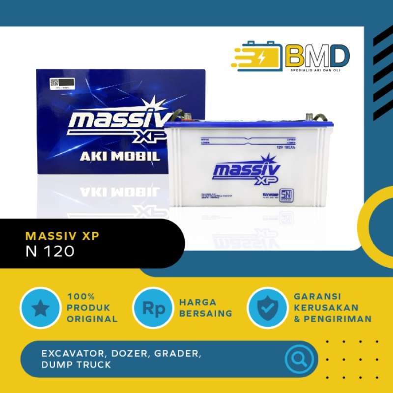 Jual Aki Mobil Massiv XP N120 untuk Excavator, Dozer, r, Dumptruck di