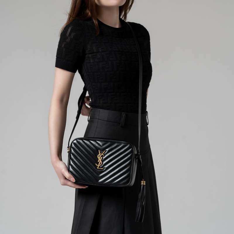 Jual Saint Laurent Loulou Camera Bag Black Ghw with Exterior Slip