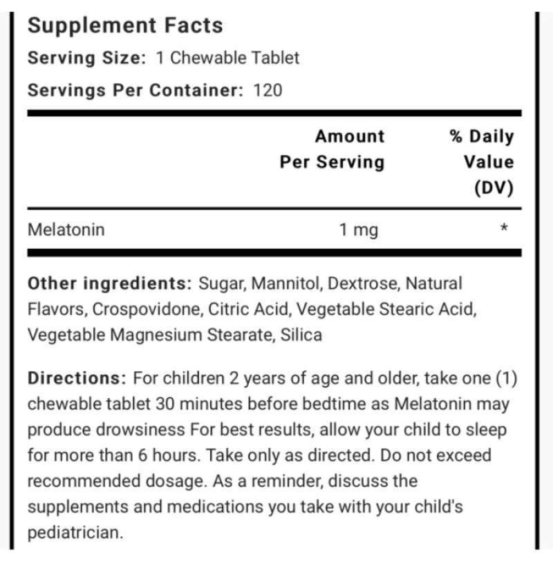 Promo Piping Rock Kids Melatonin 1 Mg 120 Tablets Chewable Kunyah Sleep