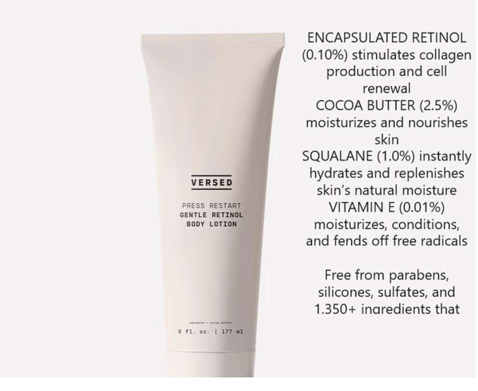 Jual Versed Skin PRESS RESTART GENTLE RETINOL BODY LOTION di Seller