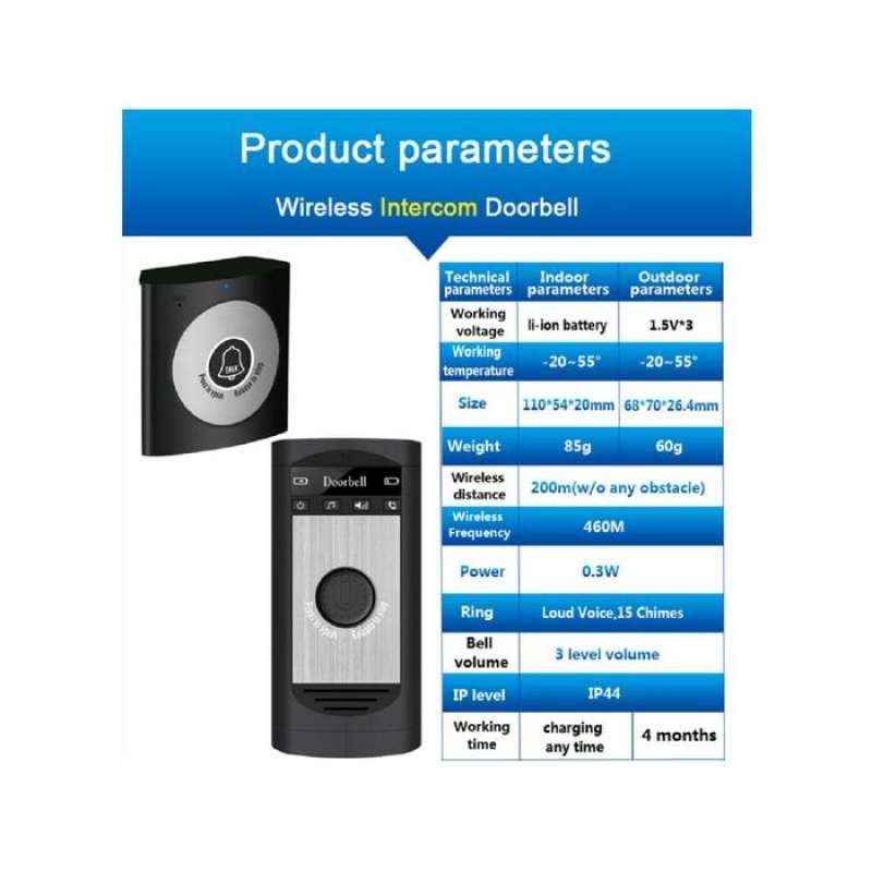 Promo Bell + Intercom Wireless 2 Way Voicetalk Long Range - Calford H7a ...