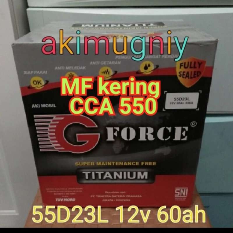 Promo aki 55d23l mf kering 12v 60ah cca 550 gs yuasa amaron gforce