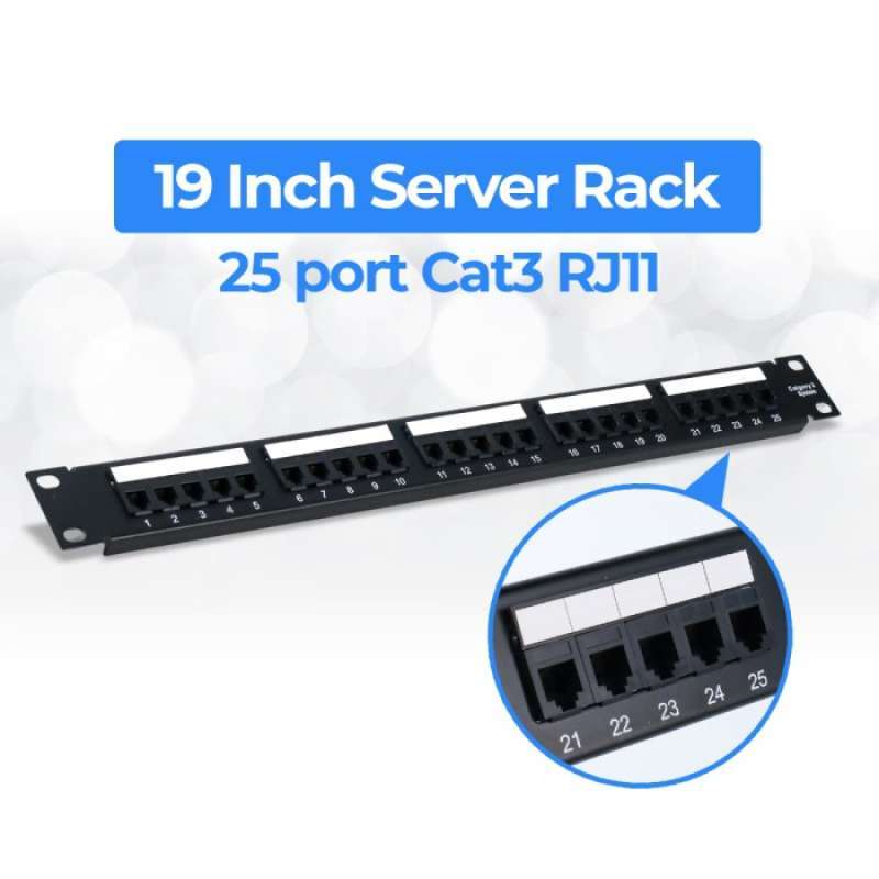 Promo Rj11 Telepon Patch Panel 25 Port For 1u 19 Inch Server Rack Black ...