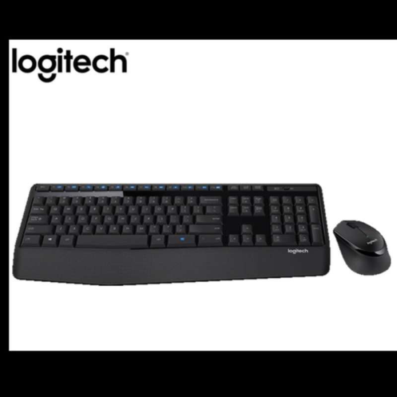 Logitech MK345 Wireless Combo Full-Size Keyboard with Wrist Rest and Comfortable Right-Handed Mouse, 2.4GHz Wireless USB Receiver, Compatible with PC, Laptop, US Intl QWERTY Format - Black