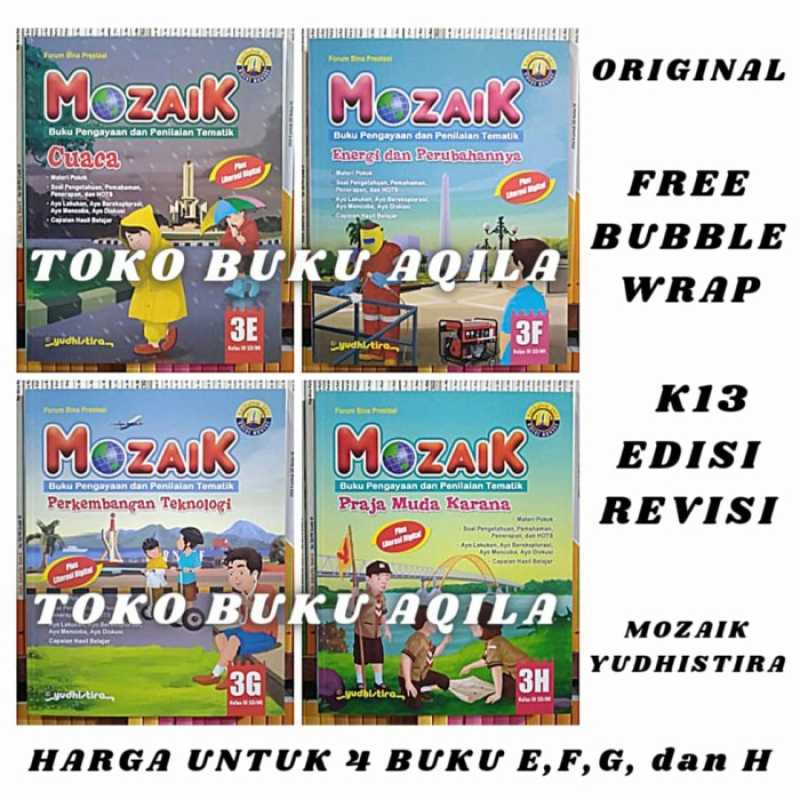 Promo Paket Buku Mozaik 3E 3F 3G 3H Yudhistira Kelas 3 SD K13 Edisi ...