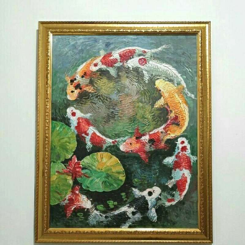 Promo Lukisan Ikan Koi Bingkai / Frame / Lukisan Tangan/ 60 Cm X 80 Cm ...