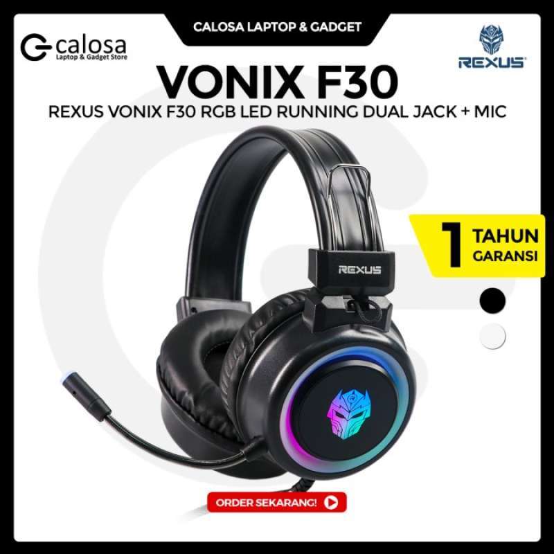 Promo HEADSET GAMING REXUS VONIX F30 RGB LED RUNNING DUAL JACK MIC
