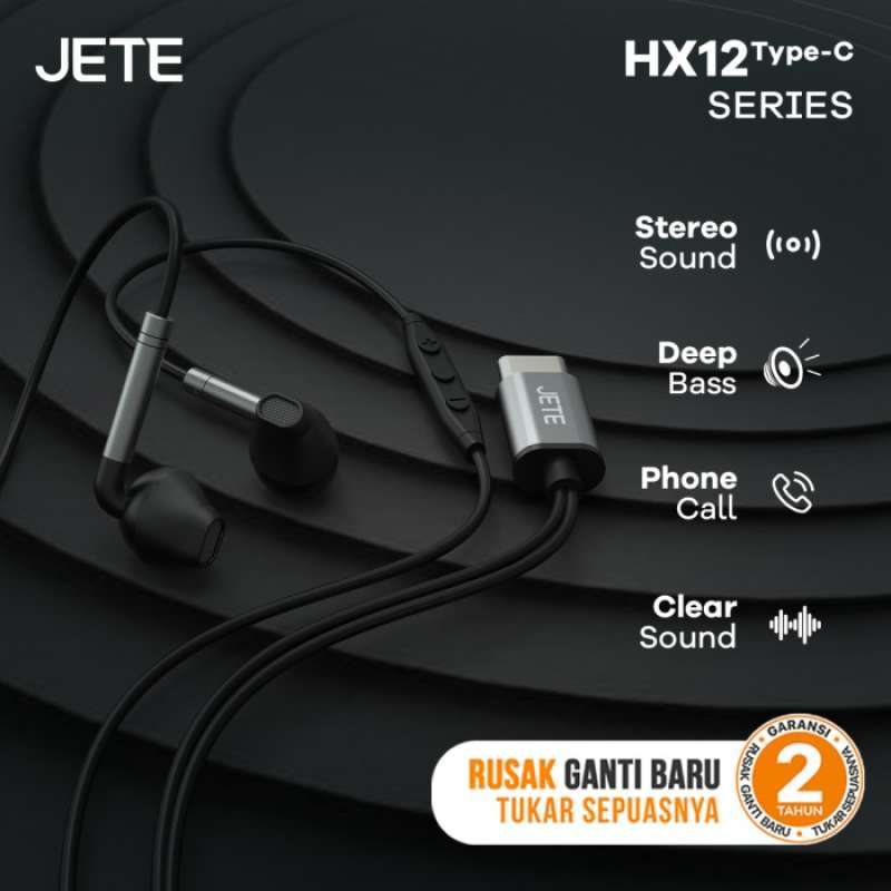 Promo JETE HX12 Headset Type C Stereo Earphone Type C Super Bass