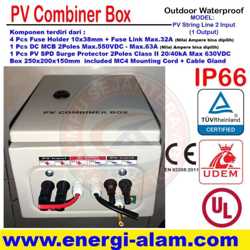 Promo Pv String Combiner Box [2 Pv In/ 1 Dc Out 500vdc] Instalasi Plts ...
